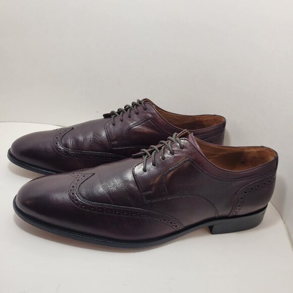 Johnston and Murphy Men's Size 13M Burgundy Leather Lace up Wingtip Dress Shoes - Picture 7 of 10